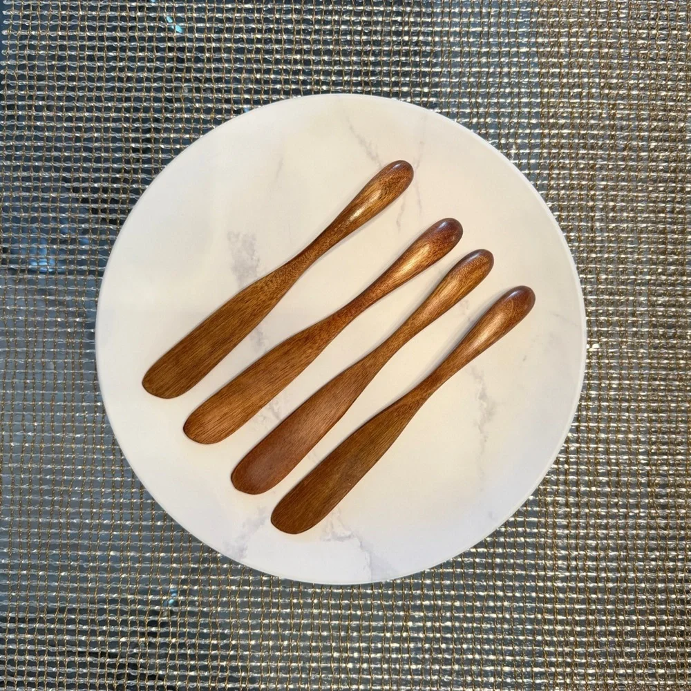 NEW Set of 4 Handcrafted Acacia Wood Spreaders – Luxe Entertaining Essentials